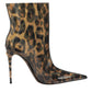 Dolce & Gabbana Leopard Print PVC Pointed Toe Boots Shoes