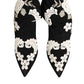 Dolce & Gabbana Black White Embroidered Jersey Stiletto Boots Shoes