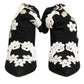 Dolce & Gabbana Black White Embroidered Jersey Stiletto Boots Shoes