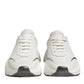 Dolce & Gabbana White Silver DAYMASTER Leather Men Sneakers Shoes