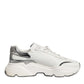 Dolce & Gabbana White Silver DAYMASTER Leather Men Sneakers Shoes