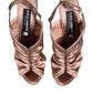 Dolce & Gabbana Bronze Satin Ruched Slingback Sandals Shoes
