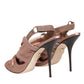Dolce & Gabbana Bronze Satin Ruched Slingback Sandals Shoes