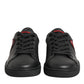 Dolce & Gabbana Black Leather Crystal Heart Low Top Sneakers  Shoes