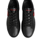Dolce & Gabbana Black Leather Crystal Heart Low Top Sneakers  Shoes