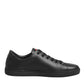 Dolce & Gabbana Black Leather Crystal Heart Low Top Sneakers  Shoes