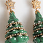 Dolce & Gabbana Gold Brass Multicolour Christmas Tree Earrings