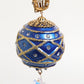 Dolce & Gabbana Gold Brass Blue Christmas Ball Crystal Drop Clip On Earrings