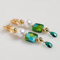 Dolce & Gabbana Gold Brass Multicolour Pearl Green Blue Drop Logo DG Earrings
