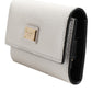 Dolce & Gabbana White Leather Card Case Holder Wallet Gold Logo Plate  Key Holder Mens Wallet