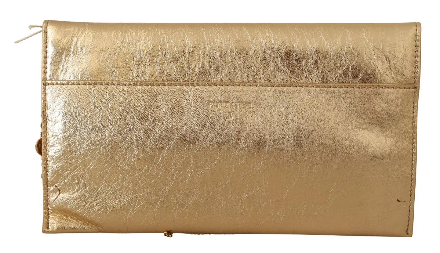 Patrizia Pepe Gold Leather Embellished Shoulder Strap Bag Womens Shoulder Bag