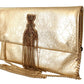 Patrizia Pepe Gold Leather Embellished Shoulder Strap Bag Womens Shoulder Bag