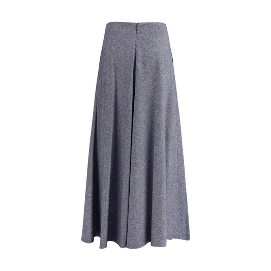 Sara Roka Blue Cotton Midi Skirt