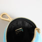 Dolce & Gabbana Azure Blue Leather Round Coin Purse Keychain Crystal Logo Wallet
