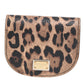 Dolce & Gabbana Brown Black Calf Leather Leopard Print Logo Plaque Wallet