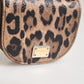 Dolce & Gabbana Brown Black Calf Leather Leopard Print Logo Plaque Wallet