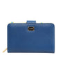 Dolce & Gabbana Blue Leather Continental Tile Print Zip Card Holder Purse Wallet