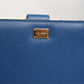 Dolce & Gabbana Blue Leather Continental Tile Print Zip Card Holder Purse Wallet