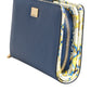 Dolce & Gabbana Blue Leather Continental Tile Print Zip Card Holder Purse Wallet