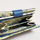 Dolce & Gabbana Blue Leather Continental Tile Print Zip Card Holder Purse Wallet
