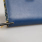 Dolce & Gabbana Blue Leather Continental Tile Print Zip Card Holder Purse Wallet