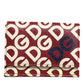 Dolce & Gabbana Burgundy Logo Print Calf Leather French Flap Card Holder Wallet