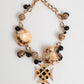 Dolce & Gabbana Gold Black Crystals Lapin Fur Filigree Choker Necklace Womens Necklace