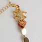 Dolce & Gabbana Red Rose Green Crystal Gold-Tone Chain Necklace Womens Necklace