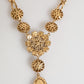 Dolce & Gabbana Gold Brass Crystal Pearl Purple Floral Pendant Jewelry Necklace
