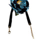 Dolce & Gabbana Blue Floral Appliqué Velvet Choker Crystal Beads Necklace
