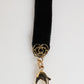 Dolce & Gabbana Blue Floral Appliqué Velvet Choker Crystal Beads Necklace