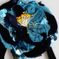 Dolce & Gabbana Blue Floral Appliqué Velvet Choker Crystal Beads Necklace