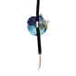 Dolce & Gabbana Blue Floral Appliqué Velvet Choker Crystal Beads Necklace