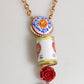 Dolce & Gabbana Gold Multicolor Amore Heart Can Beads Rose Pendant Necklace Womens Necklace