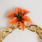 Dolce & Gabbana Multicolor Gold Brass Tiger Lily Floral Chai Necklace