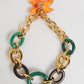 Dolce & Gabbana Multicolor Gold Brass Tiger Lily Floral Chai Necklace