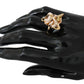 Dolce & Gabbana Gold Brass Resin Beige Dog Pet Accessory Ring