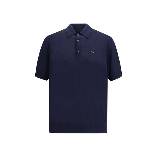 Prada Blue Fleece Wool Polo Shirt