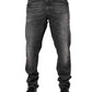 Dolce & Gabbana Black Gray Wash Slim Fit Straight Leg Denim Jeans