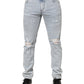 Dolce & Gabbana Light Blue Distressed Slim Fit Ripped Denim Jeans