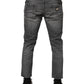 Dolce & Gabbana Grey Cotton Denim Slim Fit Distressed Pants Jeans