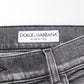 Dolce & Gabbana Grey Cotton Denim Slim Fit Distressed Pants Jeans