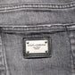 Dolce & Gabbana Grey Cotton Denim Slim Fit Distressed Pants Jeans