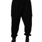Dolce & Gabbana Black Cotton Blend Cargo Joggers Drawstring Pants