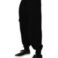 Dolce & Gabbana Black Cotton Blend Cargo Joggers Drawstring Pants