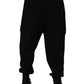 Dolce & Gabbana Black Cotton Blend Cargo Joggers Drawstring Pants