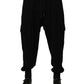 Dolce & Gabbana Black Cotton Blend Cargo Joggers Drawstring Pants