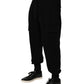 Dolce & Gabbana Black Cotton Blend Cargo Joggers Drawstring Pants