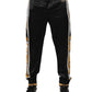Dolce & Gabbana Black Gold Satin Crown Side Stripe Jogger Pants