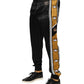 Dolce & Gabbana Black Gold Satin Crown Side Stripe Jogger Pants